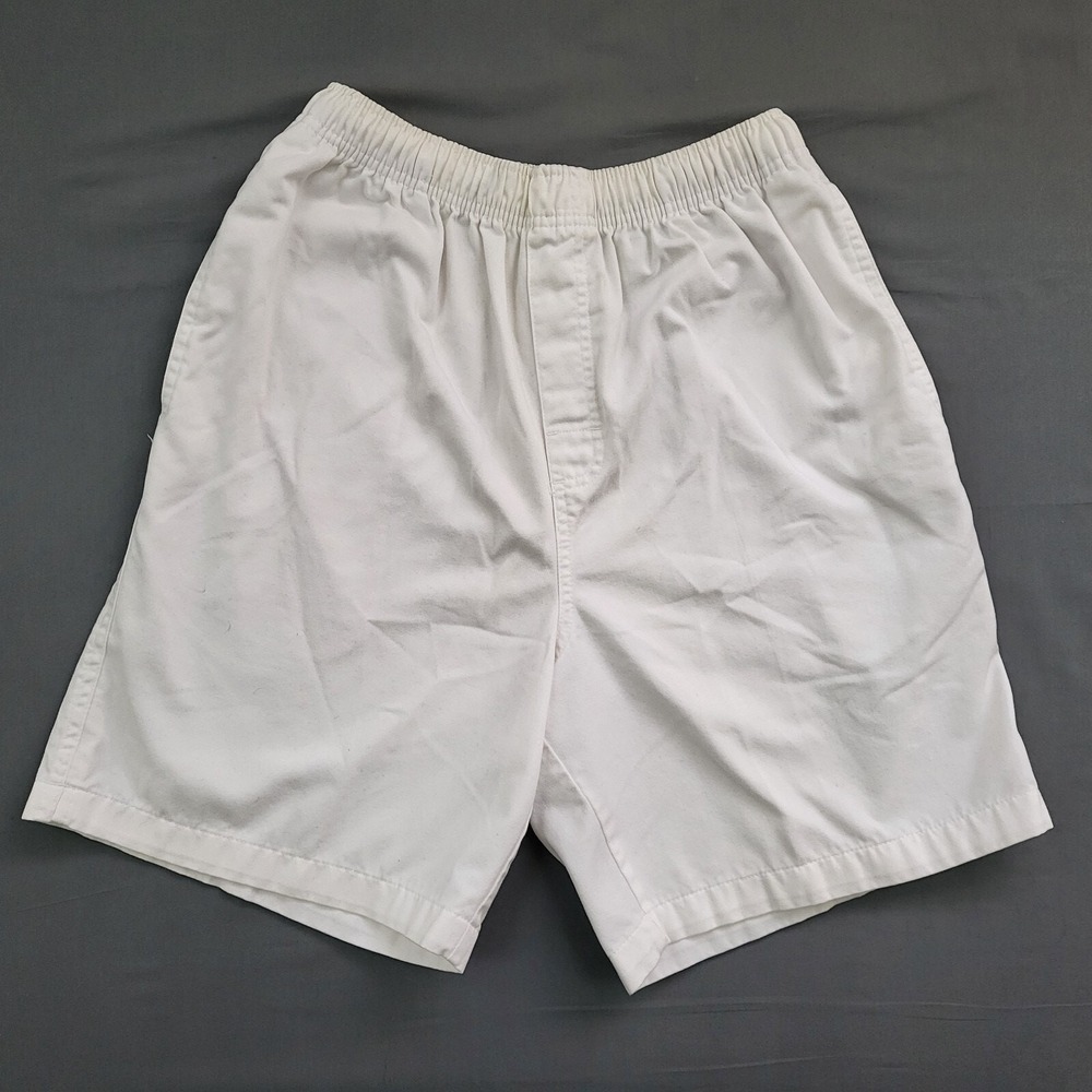 Puritan Mens Arctic White Elastic Waist Shorts Small 28-30 Cotton Blend P07B001